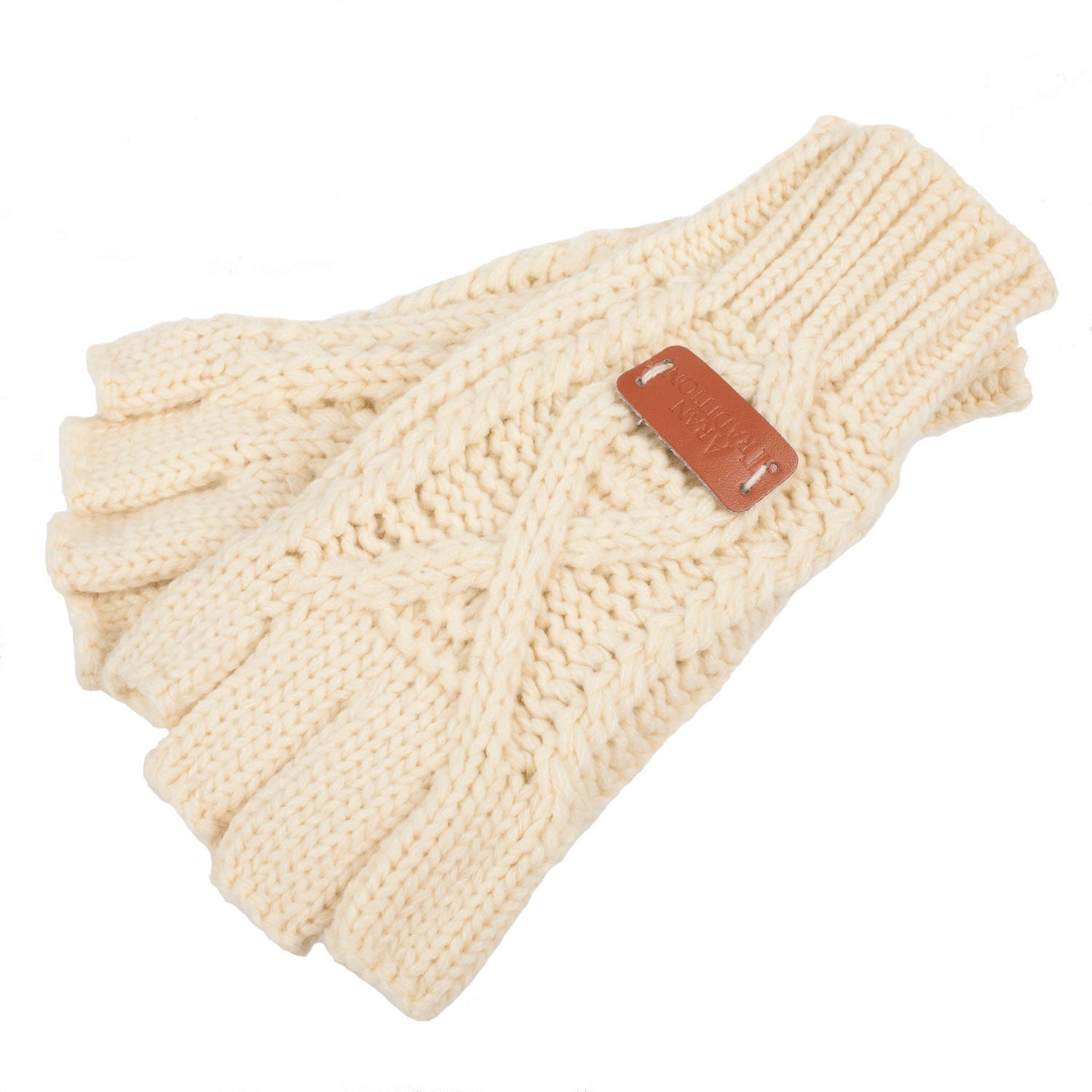 Wool Fingerless Gloves Oatmeal