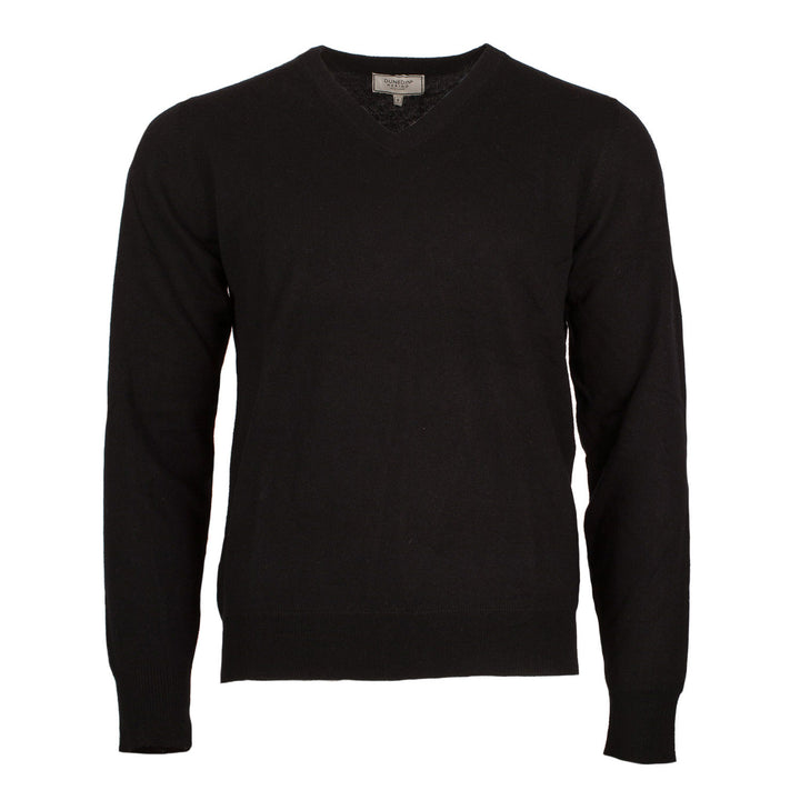 Men's Merino Wool V Neck Jumper Black | Dunedin Cashmere