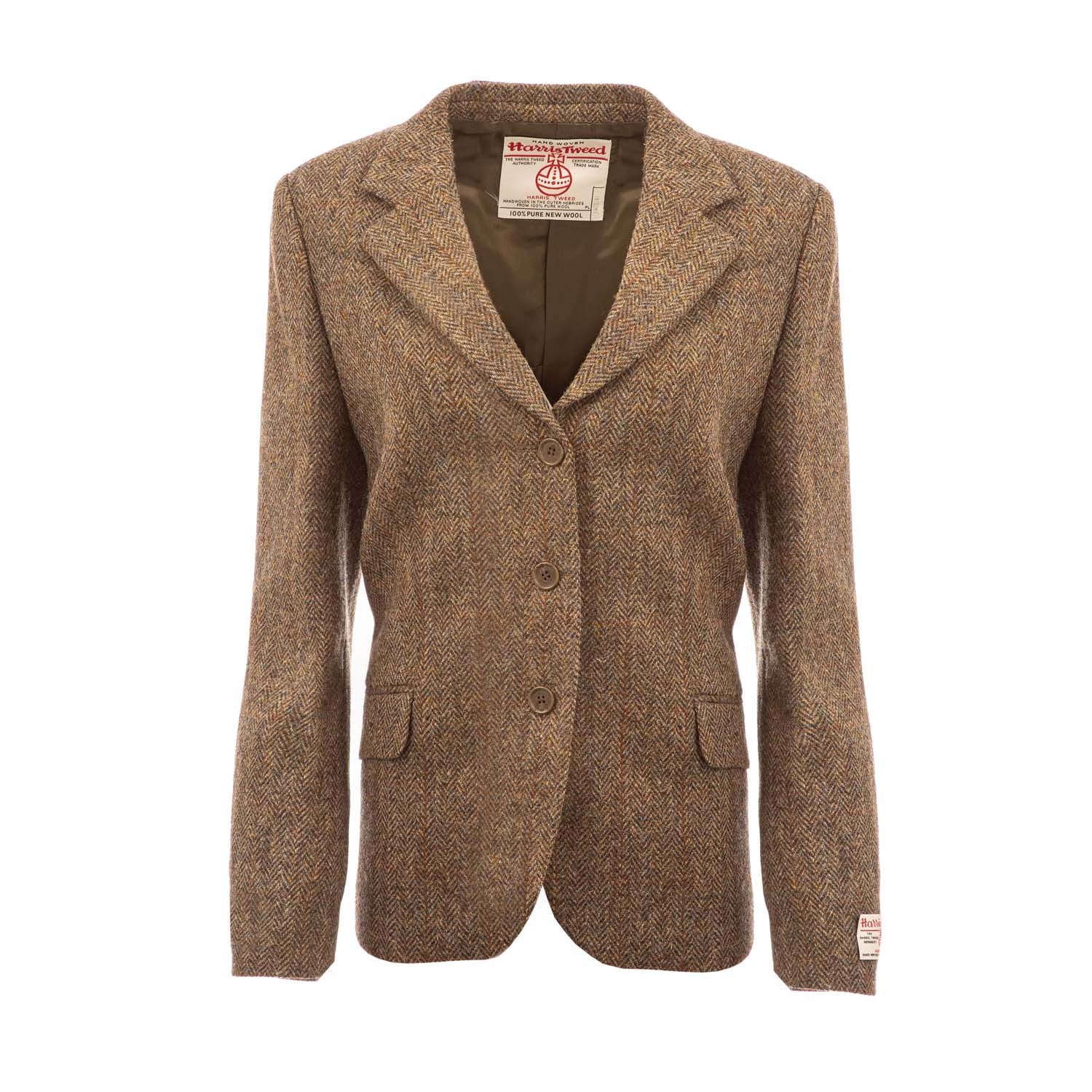 Women s Harris Tweed Rona Jacket BROWN HERRINGBONE Dunedin Cashmere