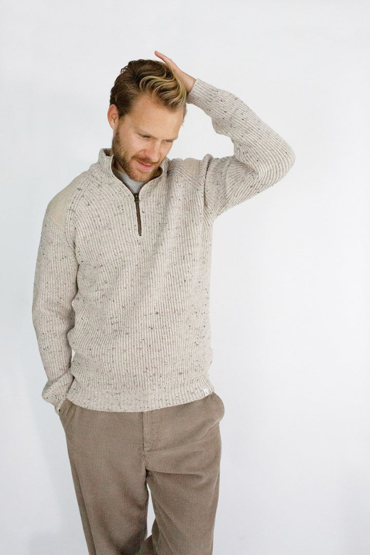 Men's Peregrine Foxton  Zip Neck Made In England Oatmeal