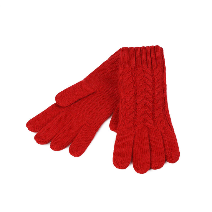 100% Cashmere Ladies Cable Glove Cardinal - Dunedin Cashmere