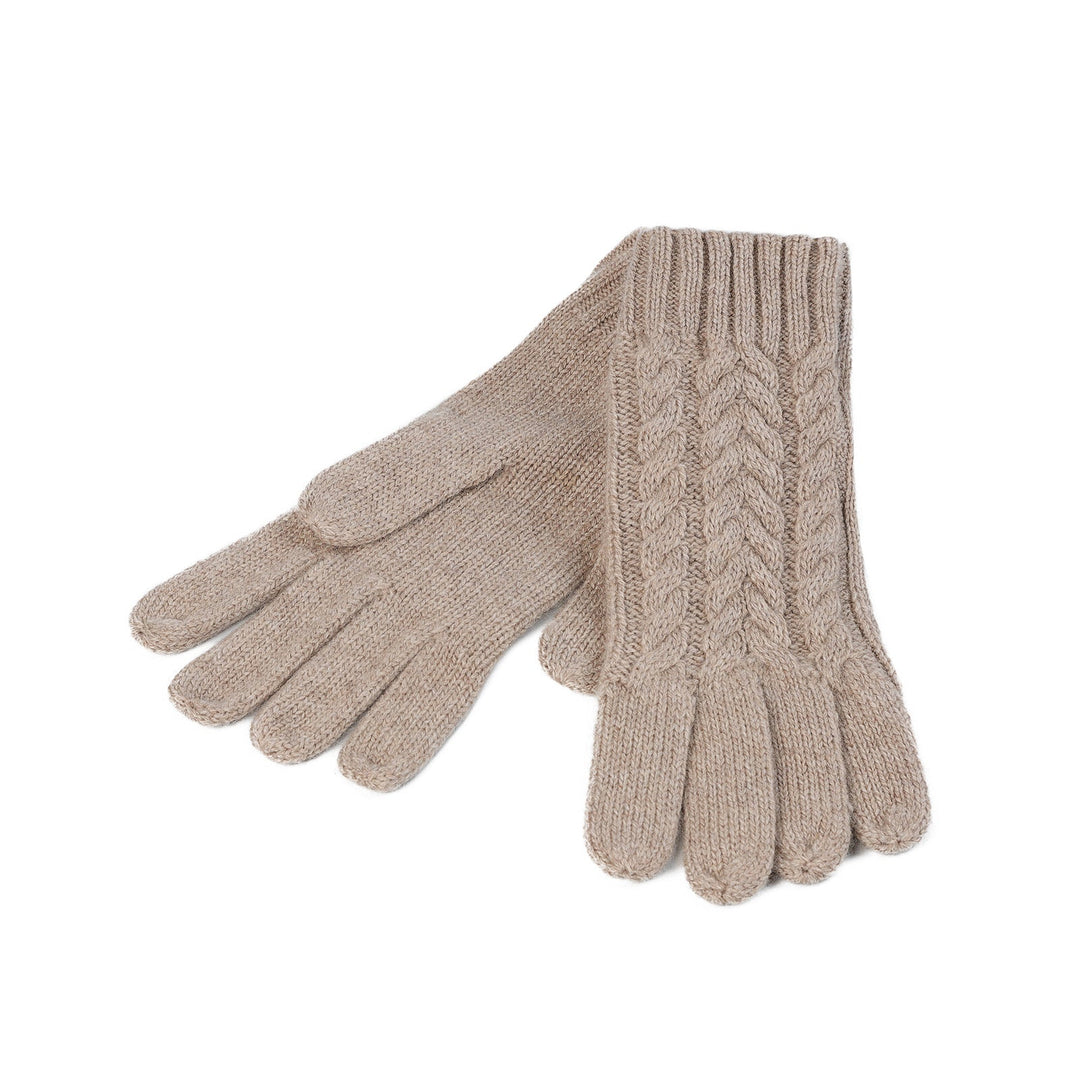 100% Cashmere Ladies Cable Glove Sand Beige - Dunedin Cashmere