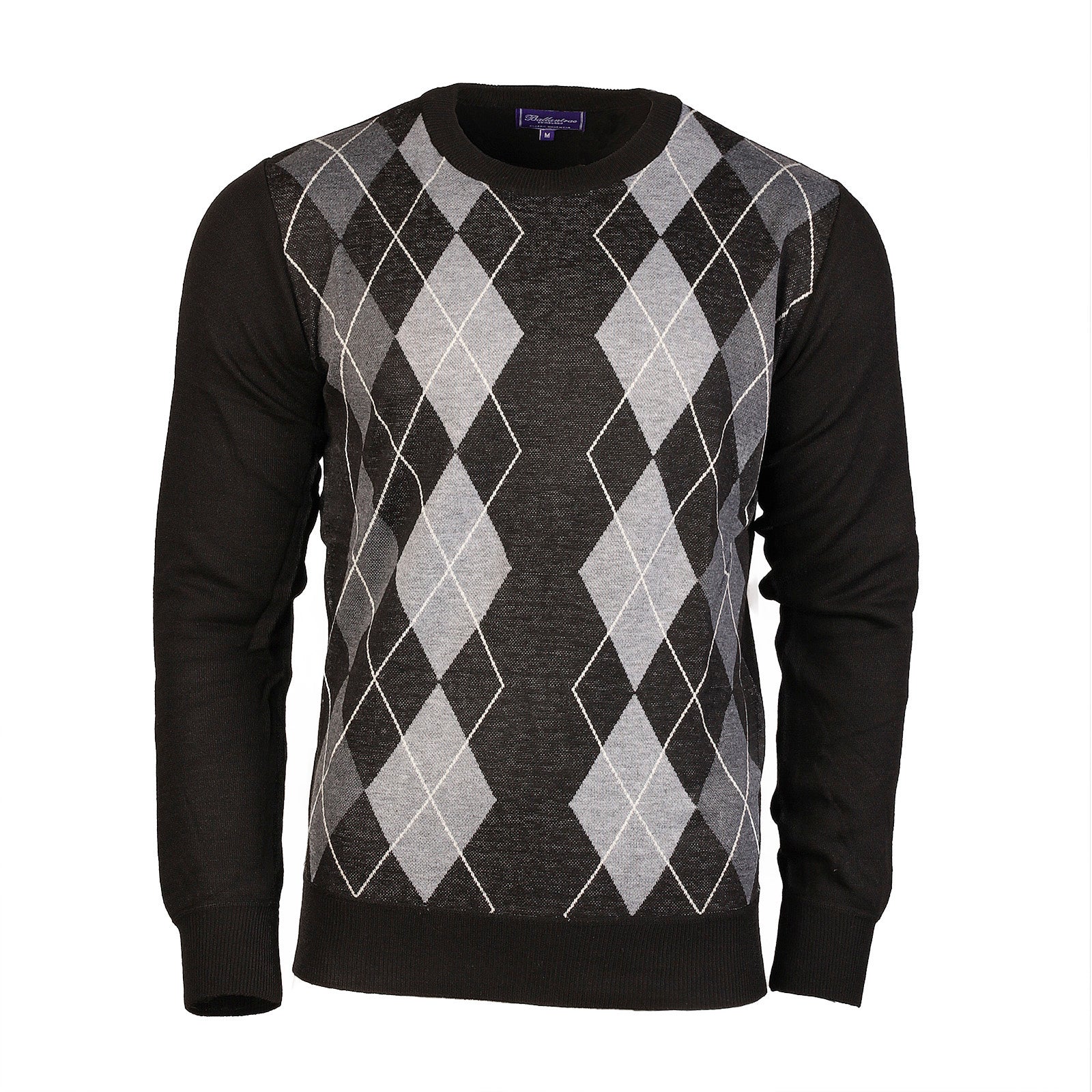 Black and white argyle sweater online