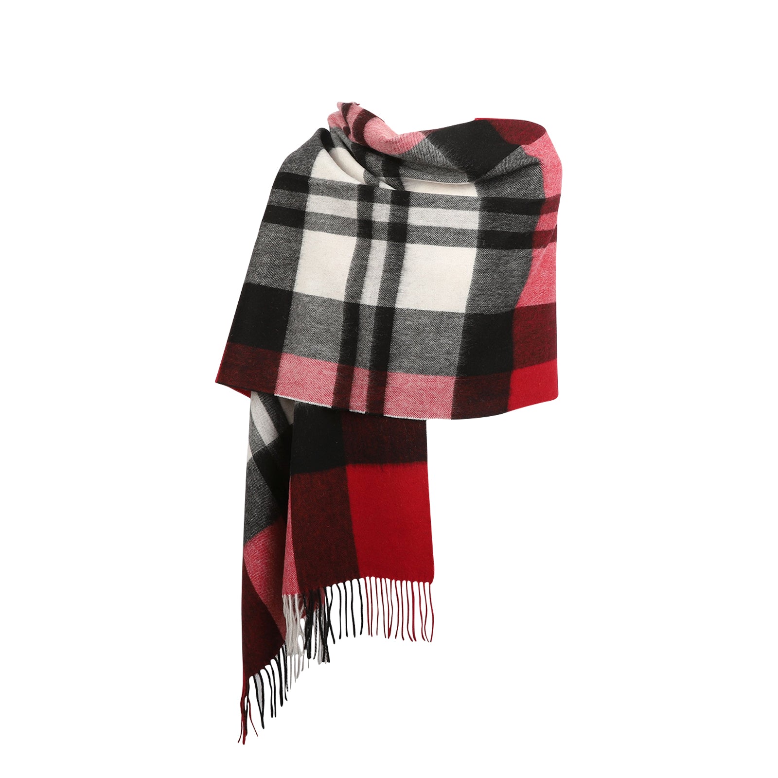 90 10 Tartan Cashmere Blanket Scarf EXPLODED RED Dunedin Cashmere