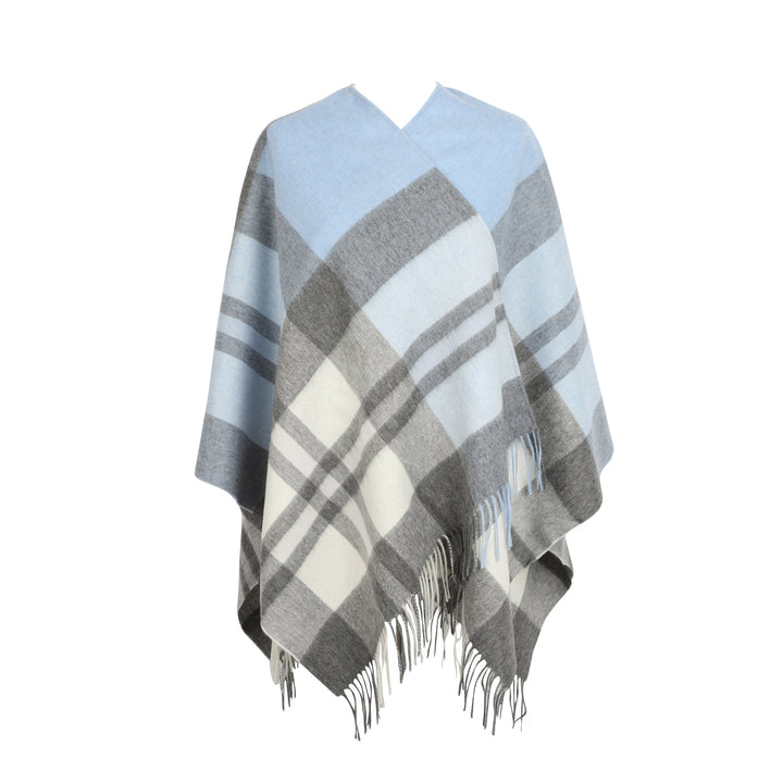 Mini Me Children’s Cape Chequer Tartan 90/10 Cashmere Exploded Blue