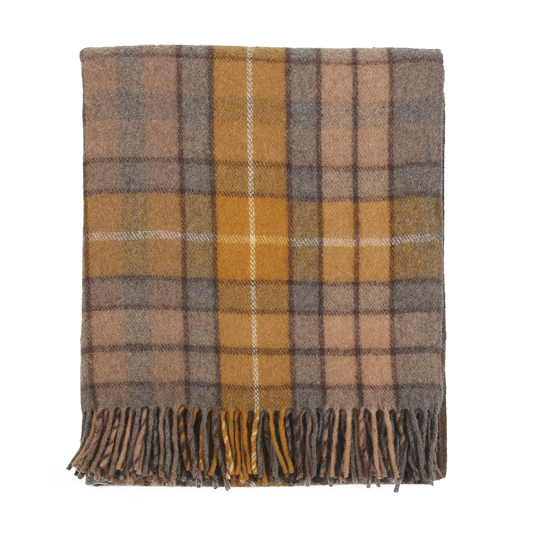 Highland Wool Blend Tartan Blanket / Throw Extra Warm Buchanan Natural ...