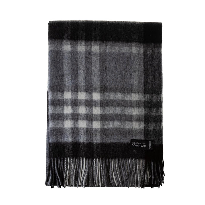 Chequer Cashmere Blend Blanket  Black