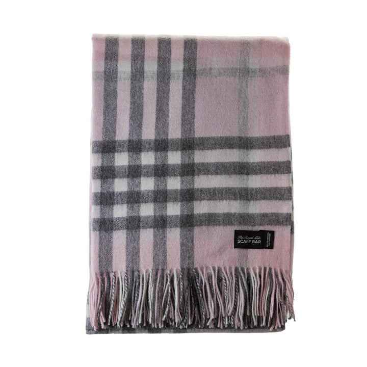 Chequer Cashmere Blend Blanket  Chalk