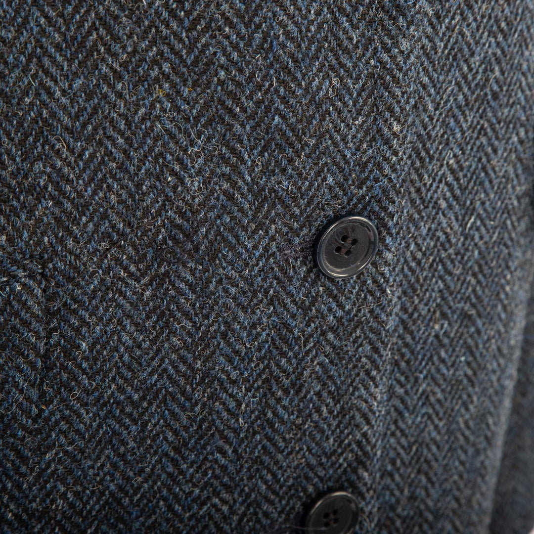 Women's Harris Tweed Eilean Coat  Blue Herringbone