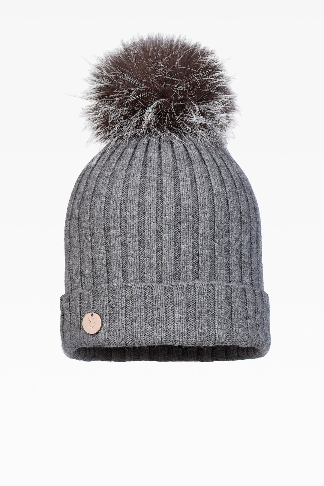 Ava Rib Pom Pom Hat - Real Fur - Dunedin Cashmere