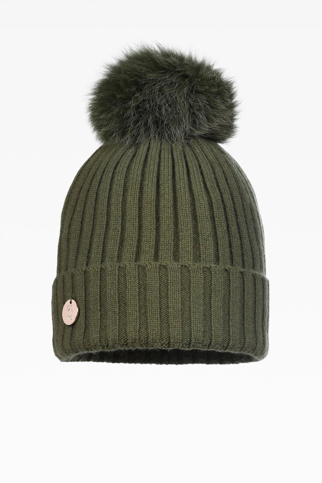 Ava Rib Pom Pom Hat - Real Fur - Dunedin Cashmere