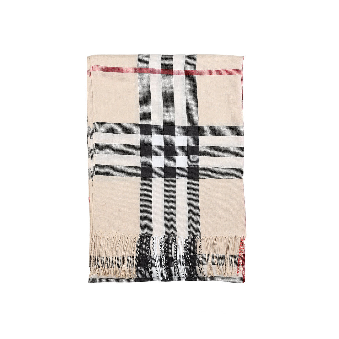 Checke Scarf Beige - Dunedin Cashmere