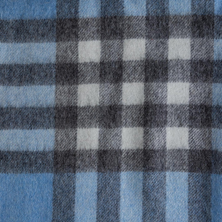 Chequer Cashmere Blend Blanket Blue - Dunedin Cashmere