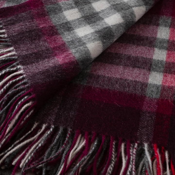 Chequer Cashmere Blend Blanket Damson - Dunedin Cashmere