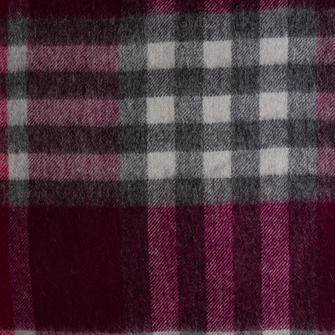 Chequer Cashmere Blend Blanket Damson - Dunedin Cashmere