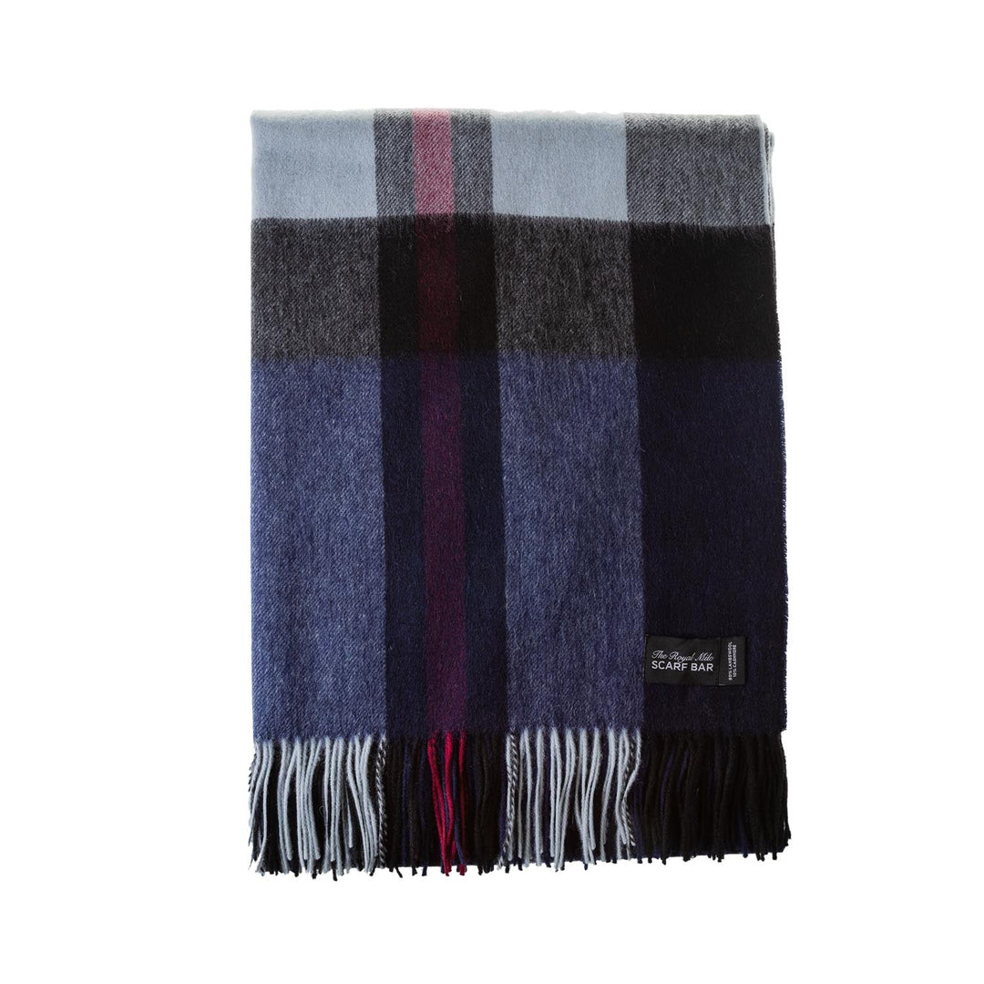 Chequer Cashmere Blend Blanket Exploded Navy - Dunedin Cashmere