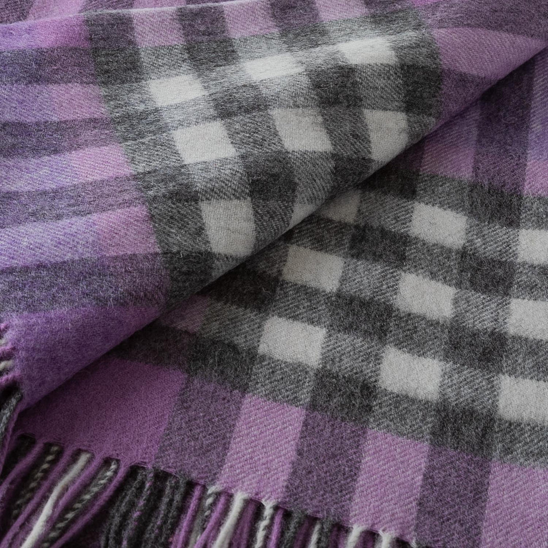 Chequer Cashmere Blend Blanket Heather - Dunedin Cashmere