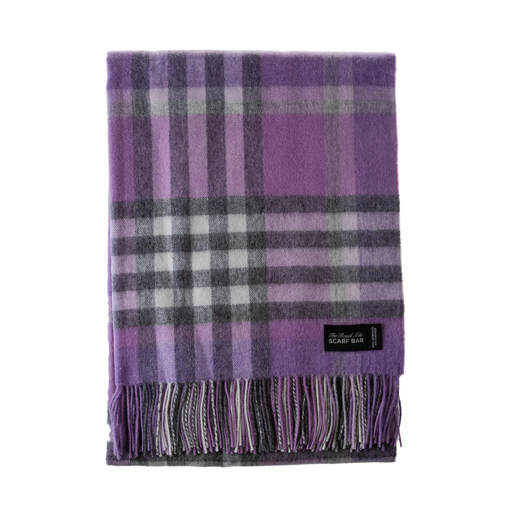 Chequer Cashmere Blend Blanket Heather - Dunedin Cashmere