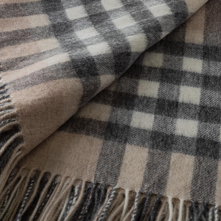 Chequer Cashmere Blend Blanket Natural - Dunedin Cashmere