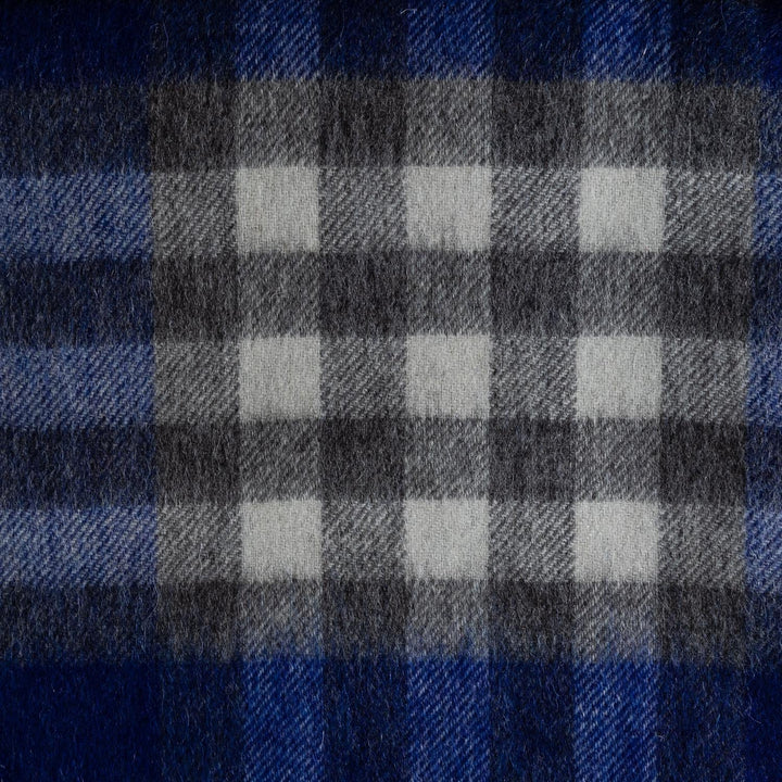 Chequer Cashmere Blend Blanket Navy - Dunedin Cashmere