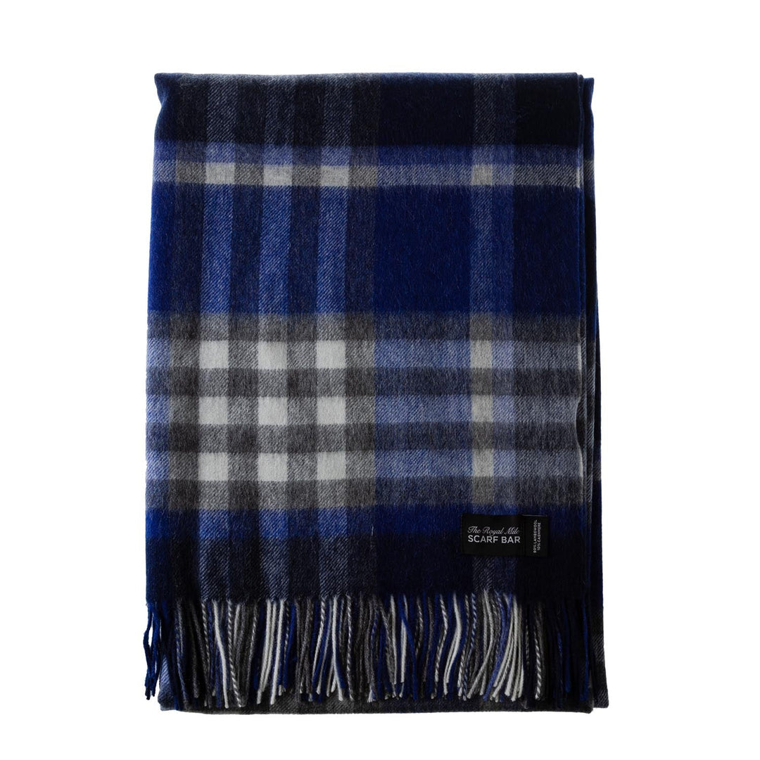 Chequer Cashmere Blend Blanket Navy - Dunedin Cashmere