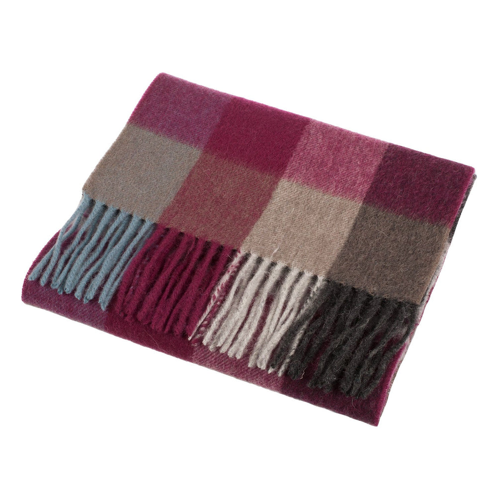 Edinburgh 100% Lambswool Scarf Checkers - Burgundy - Dunedin Cashmere