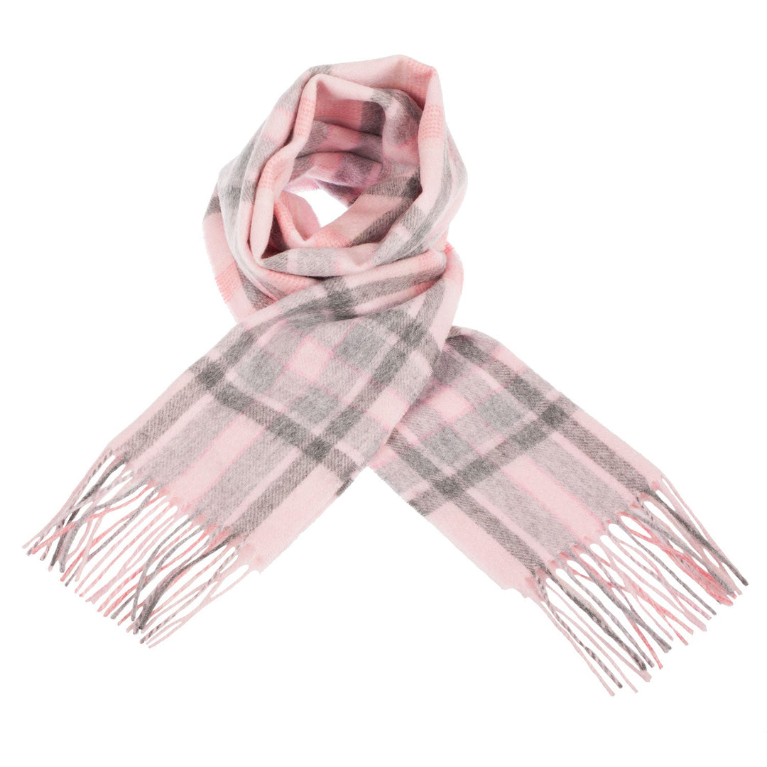 Edinburgh 100% Lambswool Scarf Henold - Lt Pink/Derby Grey - Dunedin Cashmere