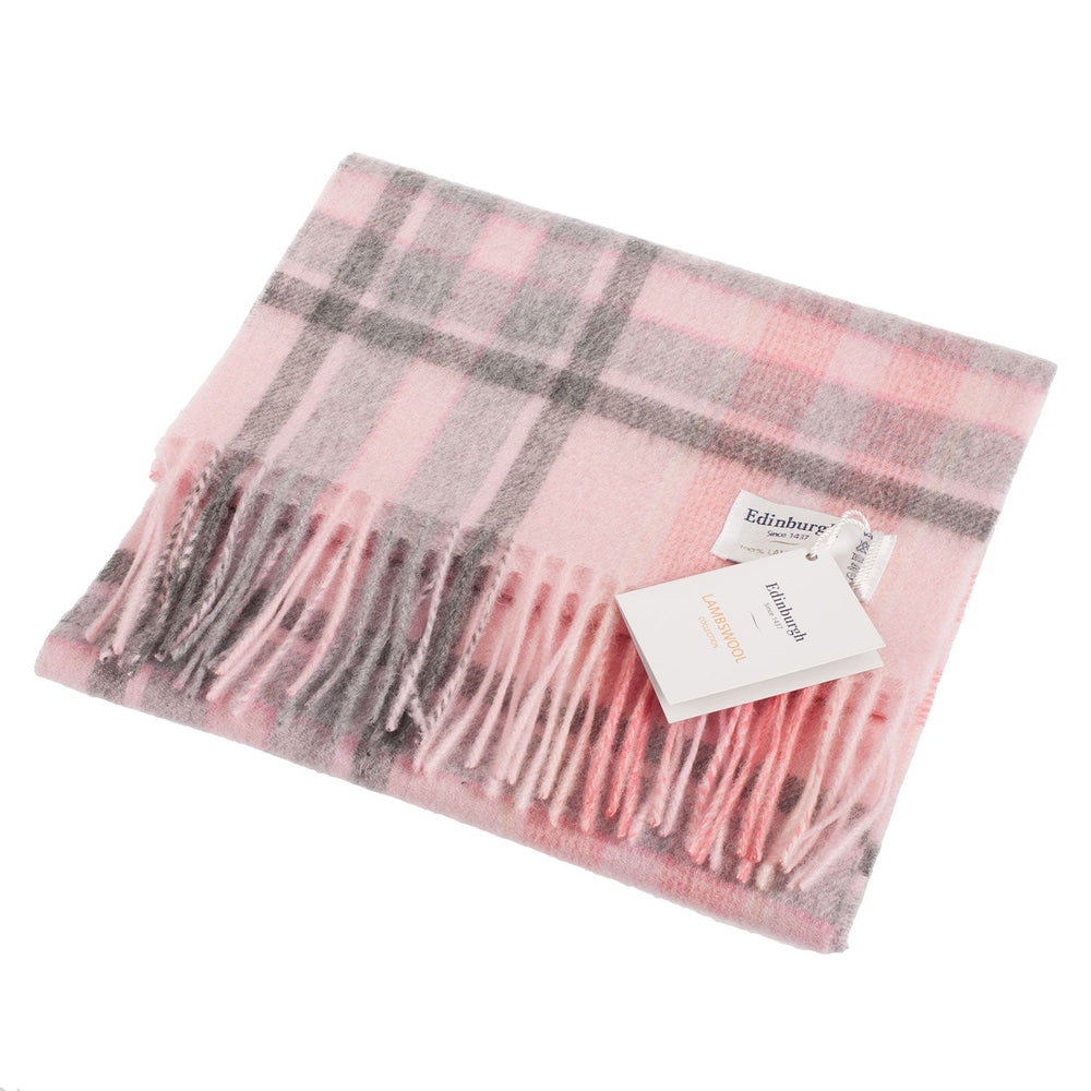 Edinburgh 100% Lambswool Scarf Henold - Lt Pink/Derby Grey - Dunedin Cashmere