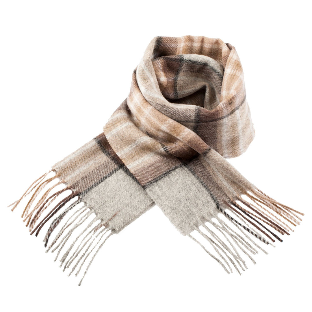 Edinburgh 100% Lambswool Scarf Mackellar Natural - Dunedin Cashmere