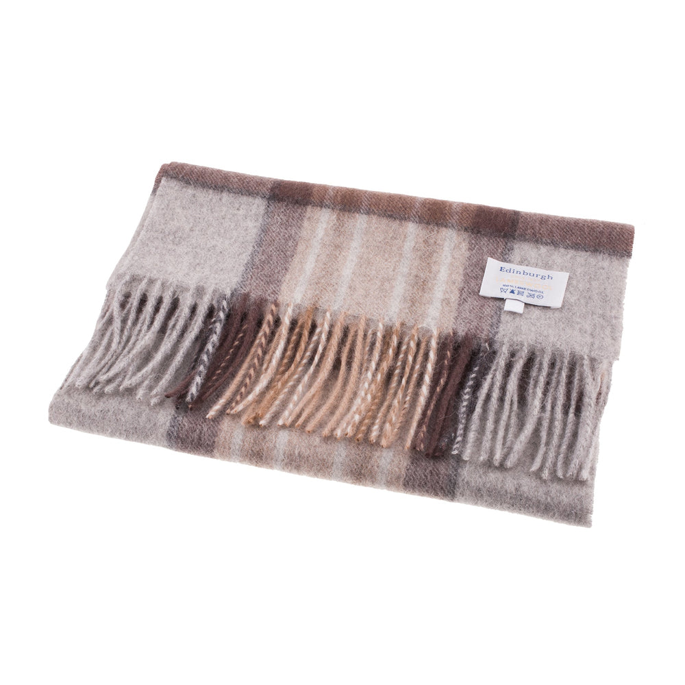 Edinburgh 100% Lambswool Scarf Mackellar Natural - Dunedin Cashmere