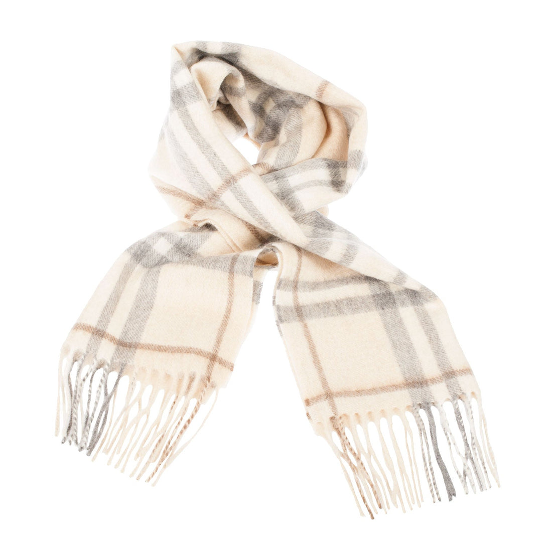 Edinburgh Cashmere Scarf Highlight Check - Olive/Brown/Oyster - Dunedin Cashmere