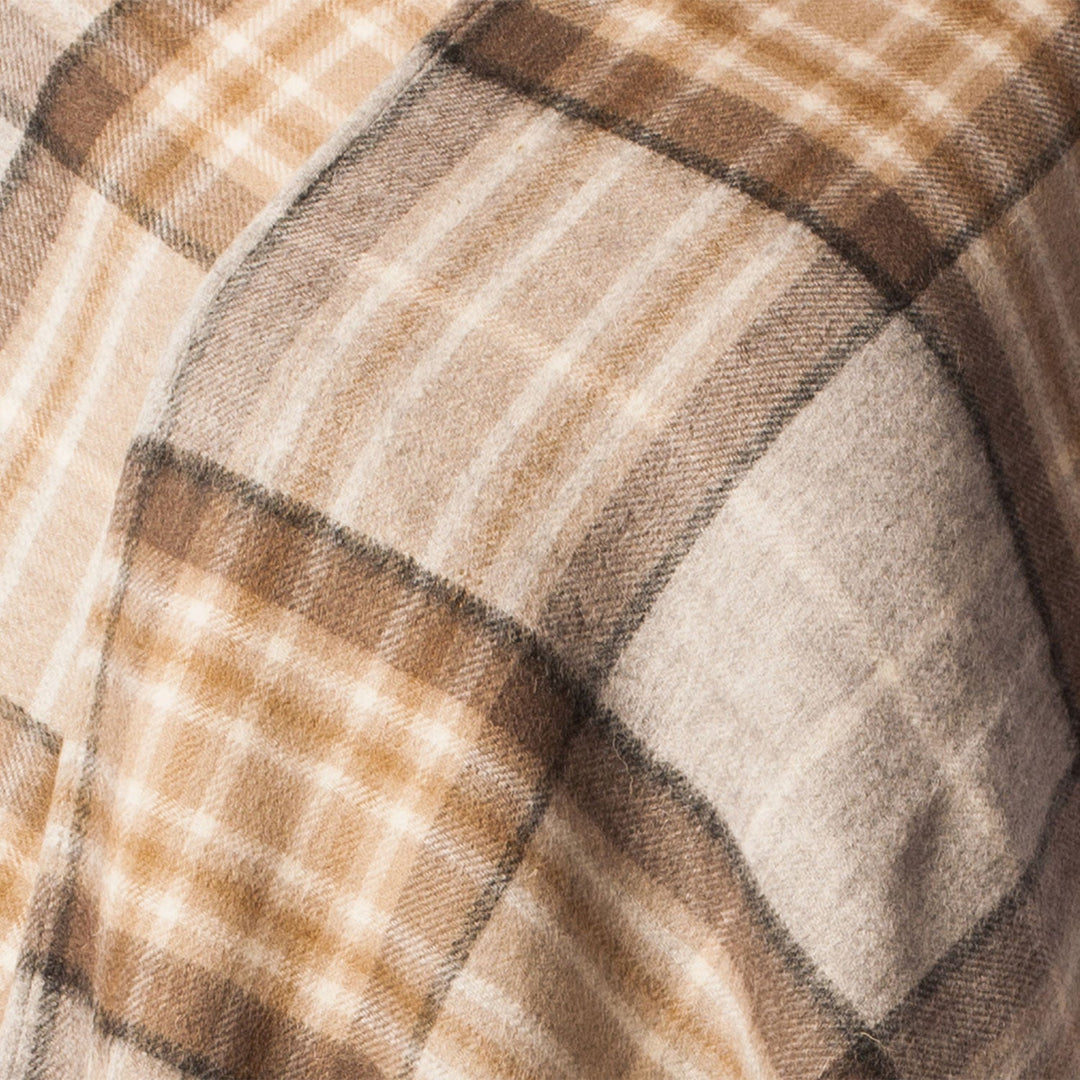 Edinburgh Lambswool Long Tartan Cape Mackellar Natural - Dunedin Cashmere