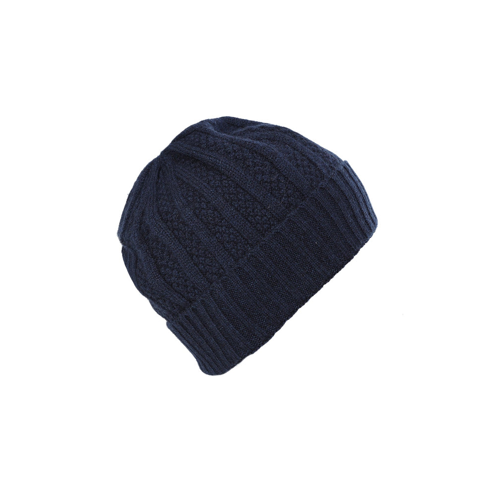 Gents Seed Stitch Rib Turn Up Beanie Cosmos - Dunedin Cashmere