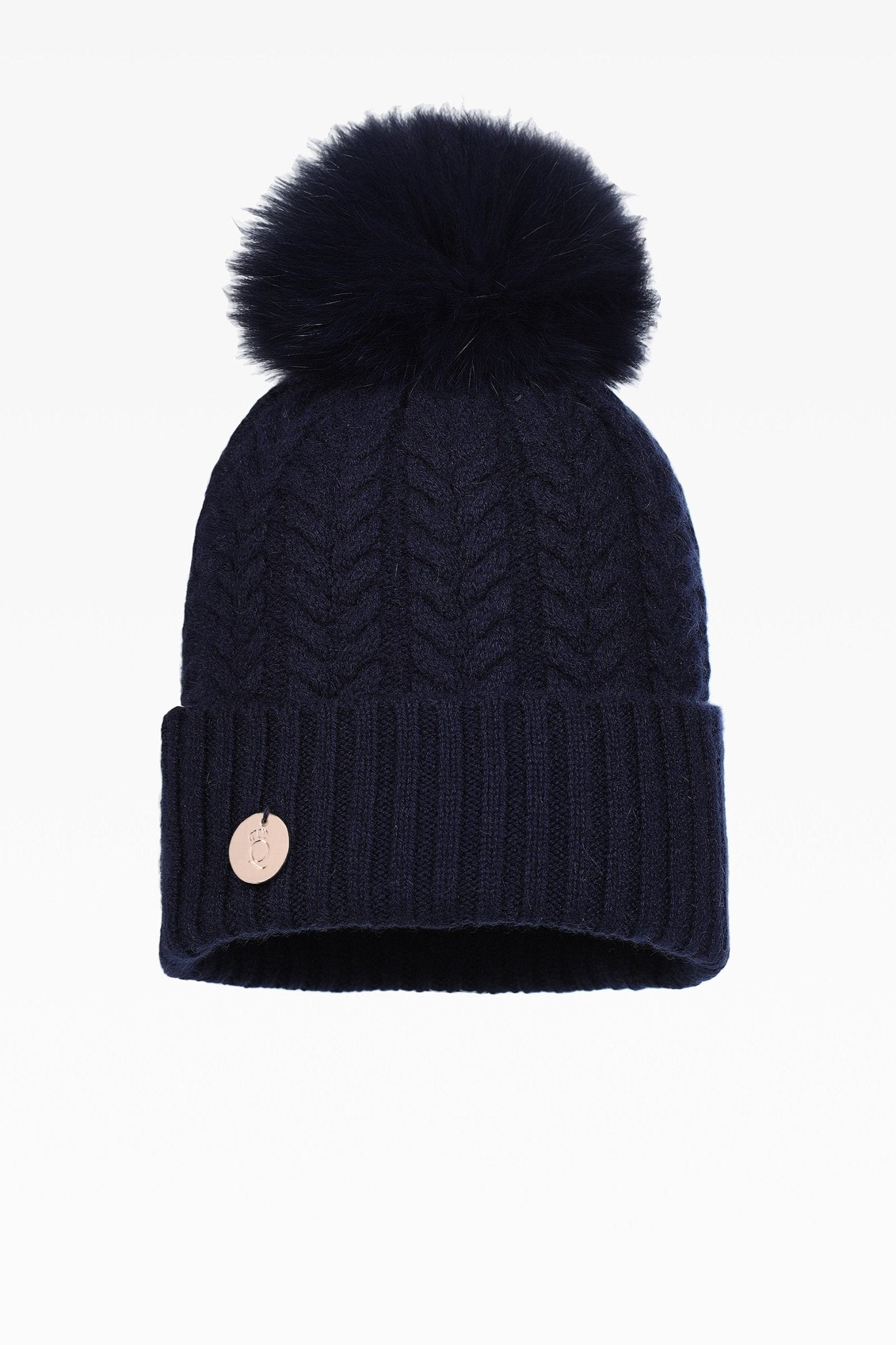 Navy pom pom hat 2025