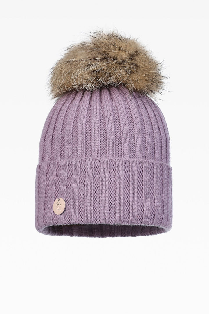 Hayley Rib Pom Pom Hat - Real Fur - Dunedin Cashmere