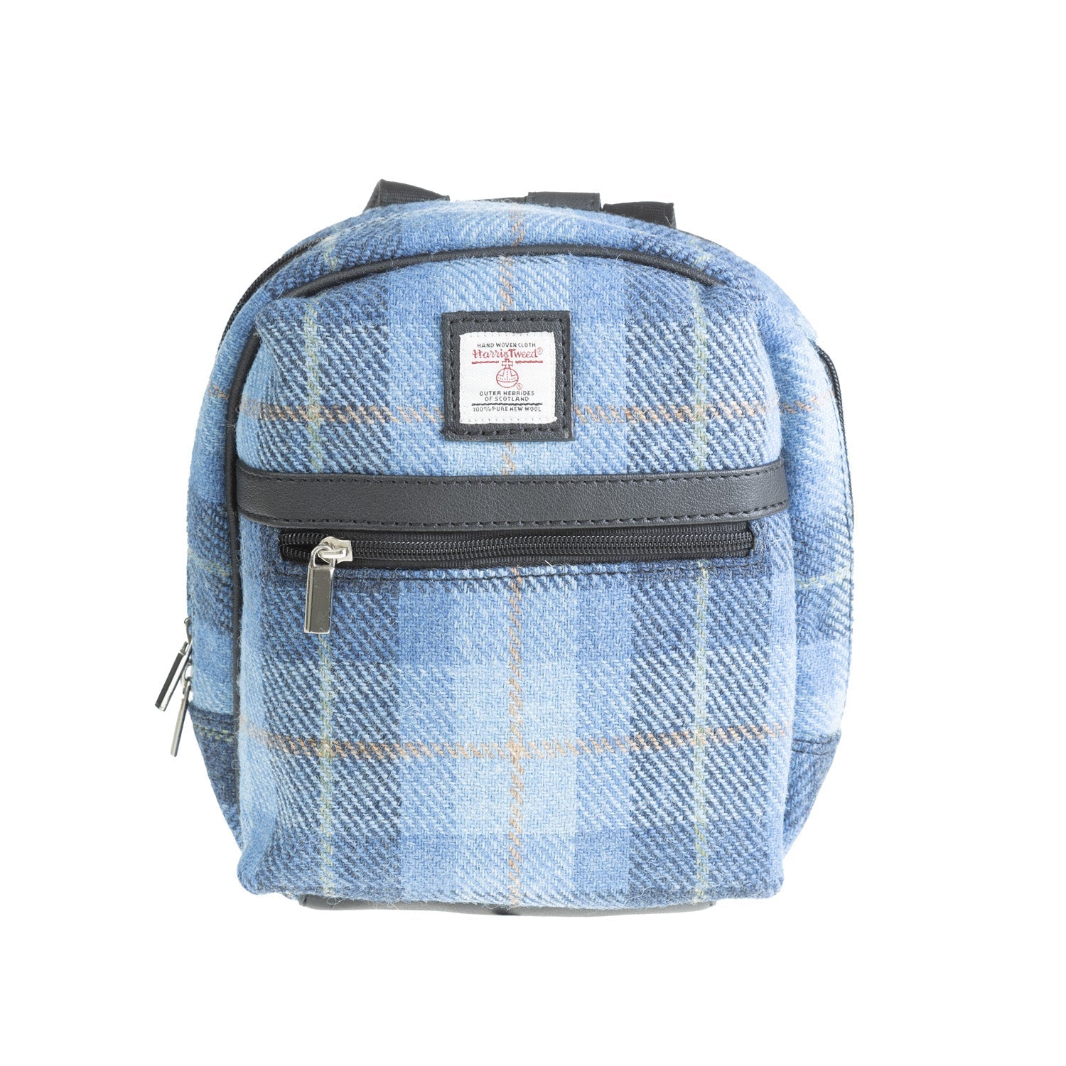 Ht Vegan Leather Small Backpack Blue Check Black
