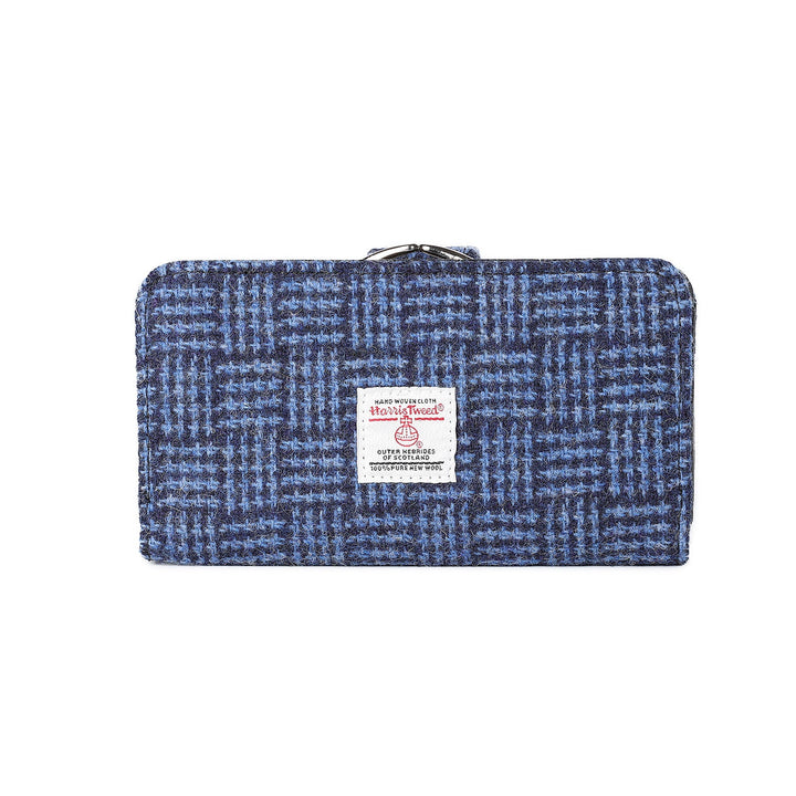 Iona Long Purse Blue Basket Weave - Dunedin Cashmere