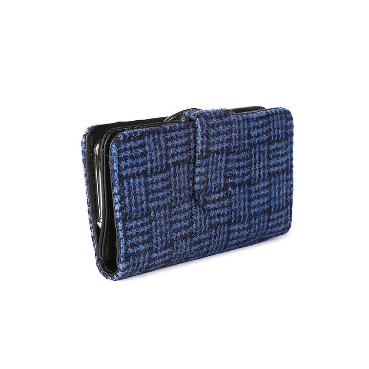 Iona Long Purse Blue Basket Weave - Dunedin Cashmere