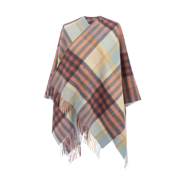 Ladies Mini Lambswool Cape Chequer Tartan - Pastel Pink (One Size) - Dunedin Cashmere