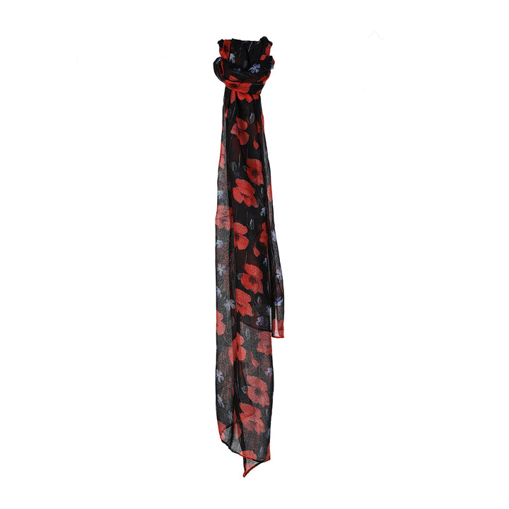 Lightweight All Seasons Poppy Scarf Black - Dunedin Cashmere